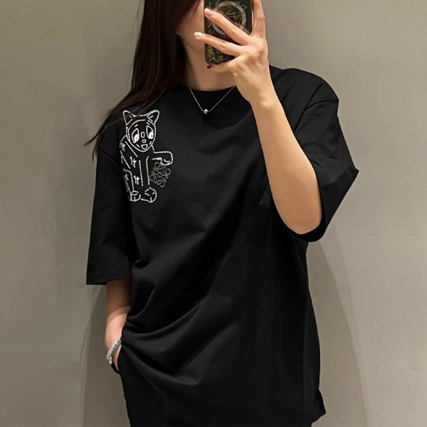 로에베 루이스 웨인 엠브로이더리 코튼 저지 티셔츠 (2color)