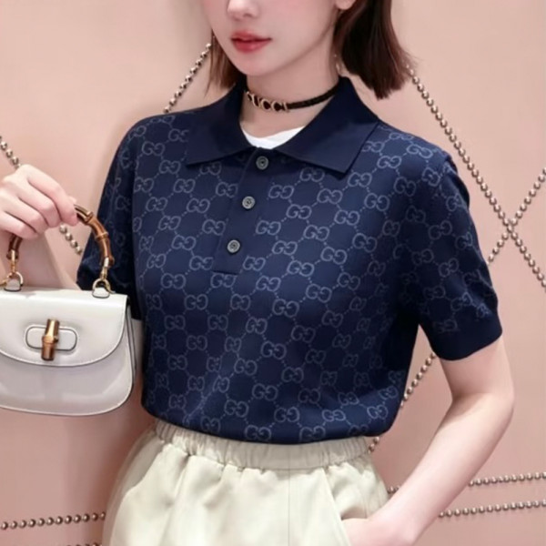 구찌 GG 자카드 폴로 셔츠 다크 블루