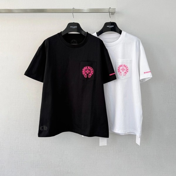 크롬하츠 분홍색 말굽 포켓 반팔 티셔츠 (2color)