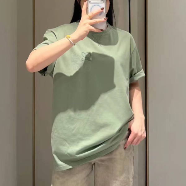 로에베 자수 로고 레터 크루넥 반팔 티셔츠 (2color)